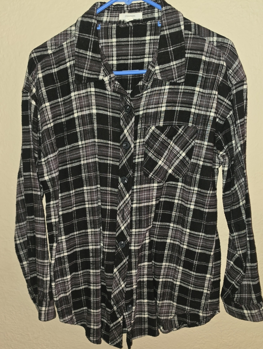 Maurice's Black & Gray Plaid Button-Up Shirt